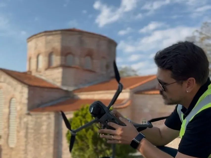 Vize Küçük Ayasofya'da fotogrametri uçuşuna hazırlık
