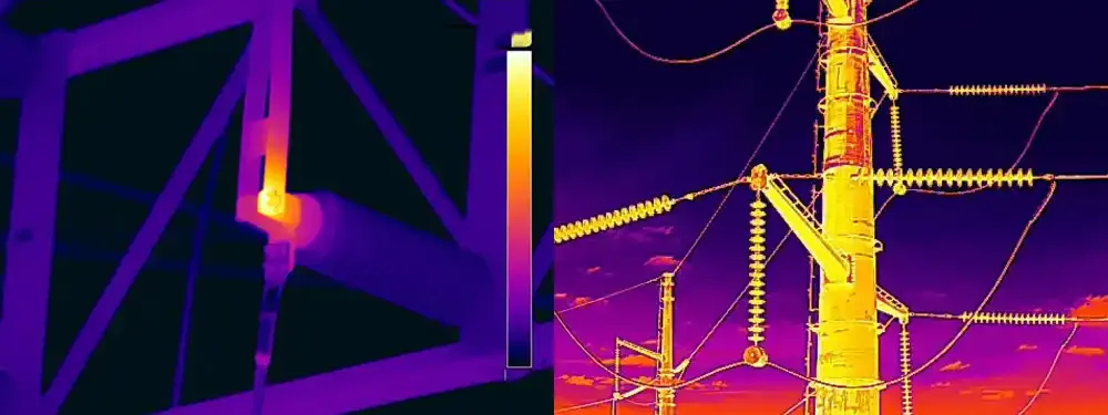 Endüstriyel yapı ve enerji hattının termal görüntüsü